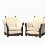 (2PC) PAIR CEDAR RAPIDS "ENGLISH OAK" ARMCHAIRS C. 1938 | Cedar Rapids Bookcase and Chair Company, H