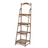 BAMBOO GRADUATED ETAGERE | Having 4 graduated shelves with woven bamboo and cane. - l. 20 x w. 18.5 