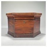 ANTIQUE HEXAGONAL SEWING BOX | l. 9 x w. 10 x h. 6 in