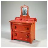MINIATURE PAINT DECORATED DRESSING TABLES | l. 7.5 x w. 4 x h. 10.5 in