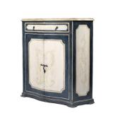 PAINTED MAHOGANY CABINET | Painted Brazilian mahogany cabinet having single drawer over 2 shelves ca