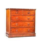 ANTIQUE HARDWOOD CHEST OF DRAWERS | Having 2 drawers over 3 full-width drawers with turned pulls. - 