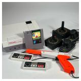 EARLY NES GAME SYSTEM | Nintendo Entertainment System console with two controllers, Zap gun, and NES