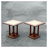 PAIR OF MARBLE TOP SIDE TABLES | l. 16-1/2 x w. 16-1/2 x h. 17 in