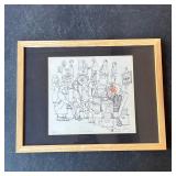 FRAMED CARTOON DRAWING NAMED SOCIAL WORKER 106 OF 150 SIGNED | Cartoon in frame is L x 10 W x 9. - l