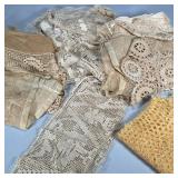 COLLECTION LACE & TEXTILES | Antique and vintage lace doilies and fabrics, including fabric folio wi