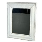 WHITE FRAME MIRROR | White painted wood frame mirror. - w. 17 x h. 21 in