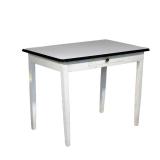ENAMEL TOP UTILITY TABLE | White painted desk or utility table with a white enameled metal top and b