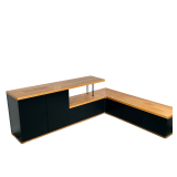 MAURICE VILLENCY CORNER CABINET UNIT | Having butcher block wood top, large 2-door cabinet with 2 sh