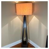 Taroga Modern Floor Lamp | Taroga Triangular wood floor lamp in a dark finish. - l. 9” x w. 9” x h. 