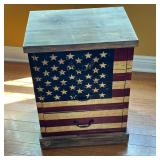 Americana Flag Chest | Patriotic three drawer Side Chest with flag wrapped around three sides, in an