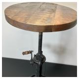 LR Home Industrial Stool | LR Home Adjustable Stool with cast iron base with walnut finished seat. B