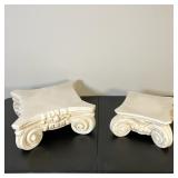 (2pc) Greek Roman Column Stands| Two Ionic Capital Riser Columns in plaster. Smaller one measures 9”