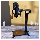 Pottery Barn Wine Opener | PB Vintage Wine Founders standing wine opener. Iron construction on a man