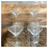 (4pc) Krosno Classic Martini Glasses | Four Krosno, Poland Elegant Martini Glasses. - h. 7” x dia. 5