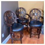 (3pc) Frontgate Bar Counter Chairs | Three Frontgate Bar or Kitchen Counter swivel chairs. - l. 22” 