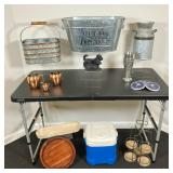 (16pc) Barware Lot | Lot includes: *Cold Drink Galvanized Cooler *Galvanized Cream Can *(3) Copper M