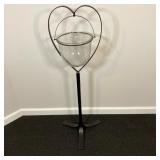 Pottery Barn Wine Cooler | PB Heart shaped wrought iron wine cooler floor stand, with glass etched b