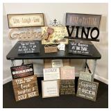 (20pc) Home-Wine-Bar Signs | Assorted Signs for wine, beer, home and love. Also includes large worn 