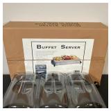 (2pc) Buffet Server & Chafing Dish | Lot Includes: *Electric Triple Buffet Server in box. *Godinger 