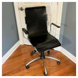Leather Desk Chair | Crate & Barrel design, made in Italy with leather back, seat and arms. Chrome f