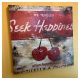 (2pc) Wall Decor Happiness | Two Wall Décor poly canvas stretched on wood frame. Positive "Happy Mes