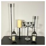 (6pc) Pottery Barn Candlesticks & Lanterns | PB Iron single Candlestick 24”. * PB Iron single Candle