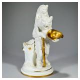 ANTIQUE CERAMIC BEARS | White ceramic bears showing a standing bear with a gilt hat and cane with a 