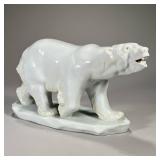LARGE HEREND CERAMIC POLAR BEAR | Gyula Maugsch, 20th century with impressed signature on the base a