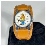BRADLEY SMOKEY THE BEAR SWISS MADE WRISTWATCH | Leather Bradley Smokey the bear watch. - l. 7 1/2 in