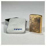 1994 POLAR BEAR BRASS ZIPPO LIGHTER | Brass Zippo lighter with a bear on one side, not in working co