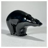 BLACK BACCARAT GLASS BEAR | Black glass bear in good condition. - l. 7 x h. 4 1/12 in  Contact All C