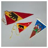 (3pc) GERMAN & FINNISH BEAR PENNANT FLAGS | Including a Wengen flag, and a Santeri Soikoon / Ahtarin
