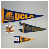 (4pc) VINTAGE & NEW CALIFORNIA PENNANT FLAGS | Including an early 20th century California Cal state 