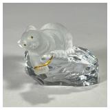 FABERGÉ JEWELED CLUB CRYSTAL POLAR BEAR CUB | Carved crystal polar bear cub figurine by The Fabergé 