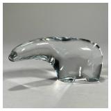 BACCARAT CRYSTAL POLAR BEAR | Baccarat clear crystal glass bear figure, marked on the bottom. - l. 5