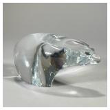 HOYA CRYSTAL BEAR FIGURINE | Artistic carved crystal bear figurine with artist signature on bottom. 