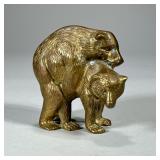 INTIMATE BRASS BEARS | Brass bear figurine depicting copulating bears. - l. 5 x w. 2.75 x h. 4.5 in 