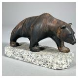 BLACK BEAR ON GRANITE | Ceramic black bear figurine in granite base. - l. 8.75 x w. 4 x h. 5 in  Con