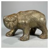 LARGE BRASS BEAR SCULPTURE | Brass bear figurine. - l. 8 x w. 4.5 x h. 5.25 in  Contact All Country 