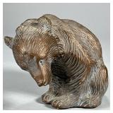 WESTERN ORIGINALS BRONZE PAINTED BEAR FIGURINE | Showing seated bear, bronze painted ceramic marked 