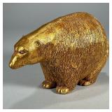 FLORENTINE ART STUDIO GILT BEAR | Round gilt bear figurine by Florentine Art Studio marked on back. 