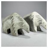 (2pc) PAIR LISA LARSON POLAR BEARS | Lisa Larson for Gustavsberg glazed ceramic polar bears. - l. 9 