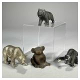 (4pc) METAL BEARS | Including brass koala bear, metal polar bear, painted brass bear, and other meta