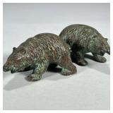 (2pc) PAIR BRONZE BEARS | Pair of bronze bear figures. - l. 4.25 x w. 2 x h. 2.5 in  Contact All Cou