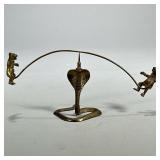 Brass Cobra & Bears Balance | Kinetic sculpture designed as two bears balancing atop a cobra, in two