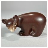 HOWARD PIERCE PORCELAIN BEAR FIGURINE | Glazed porcelain bear figurine by Howard Pierce, marked on b