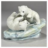 MARURI PORCELAIN POLAR BEAR CUBS FIGURINE | Part of Polar Expedition Collection showing polar bear c