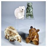 (4pc) MISC CERAMIC BEARS | Including: Arabia Finland seared bear, ceramic polar boar, terracotta bea