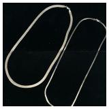 (2pc) STERLING HERRINGBONE LINK NECKLACES | Designed as a sterling silver 1/4" width herringbone lin